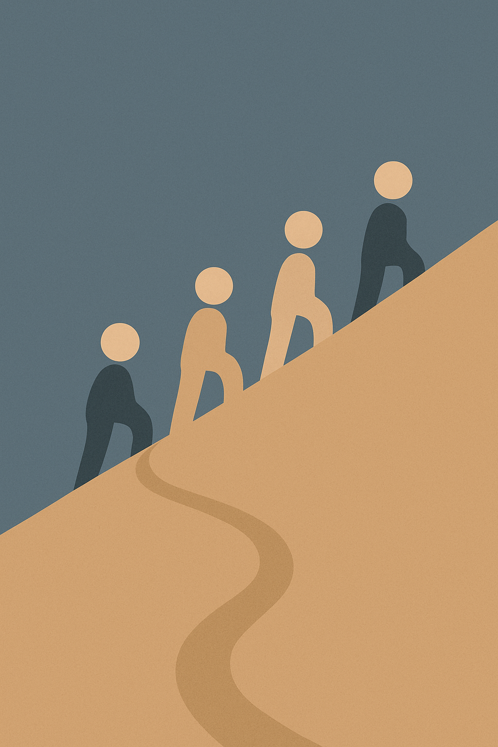 a hiking group working up a hill